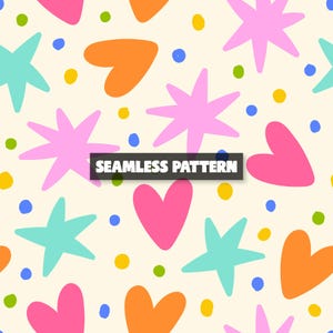 Stars Seamless Pattern – Hearts Repeat Pattern