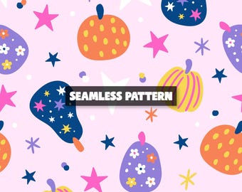 Motif floral sans couture citrouille - papier numérique citrouille d'Halloween.