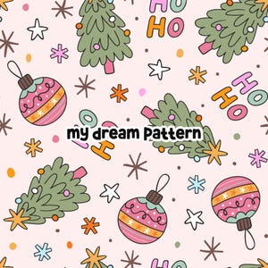 Retro Christmas Seamless Pattern Christmas Tree Seamless File.