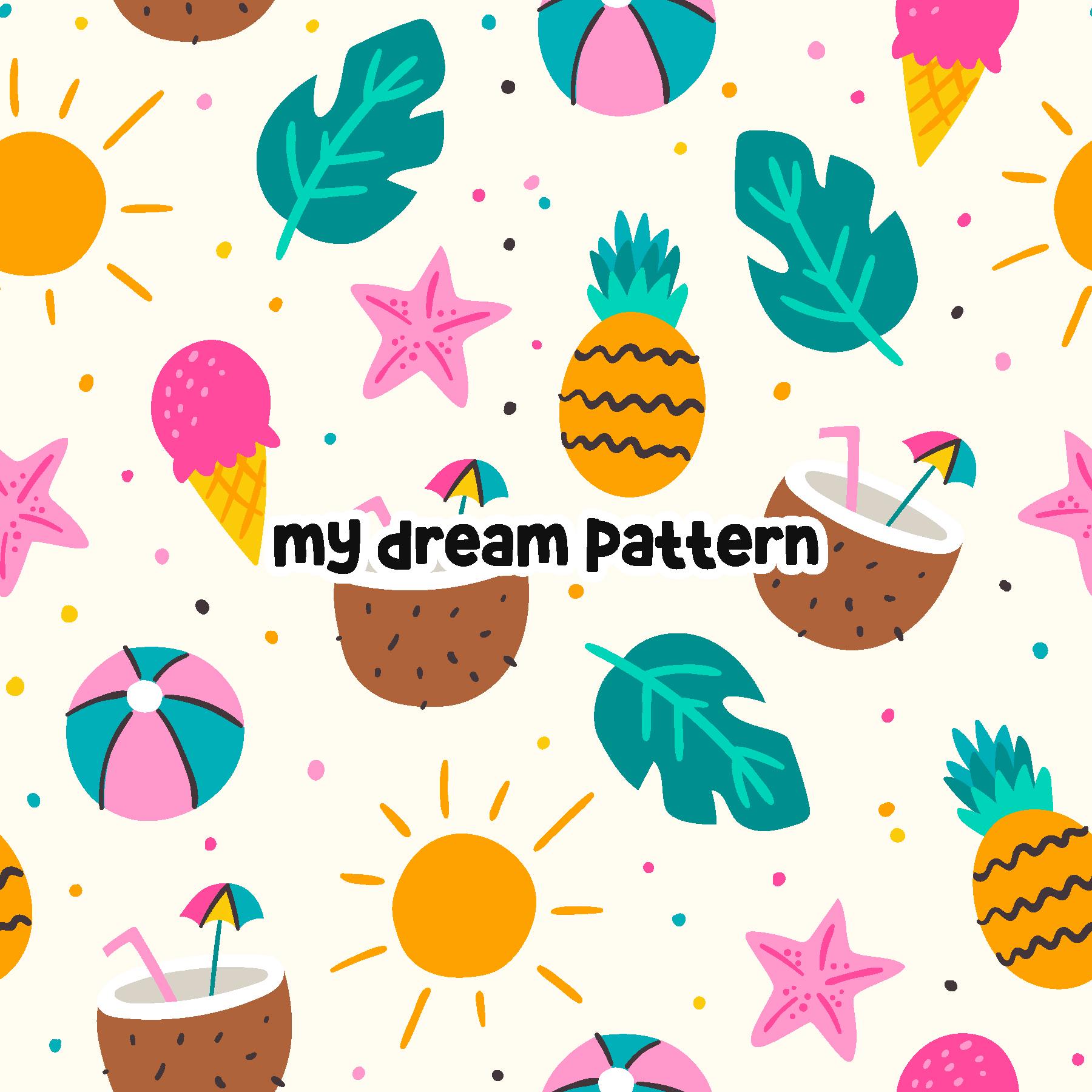 Summer Seamless Pattern Summer Repeat Pattern for Fabric Summer Digital ...