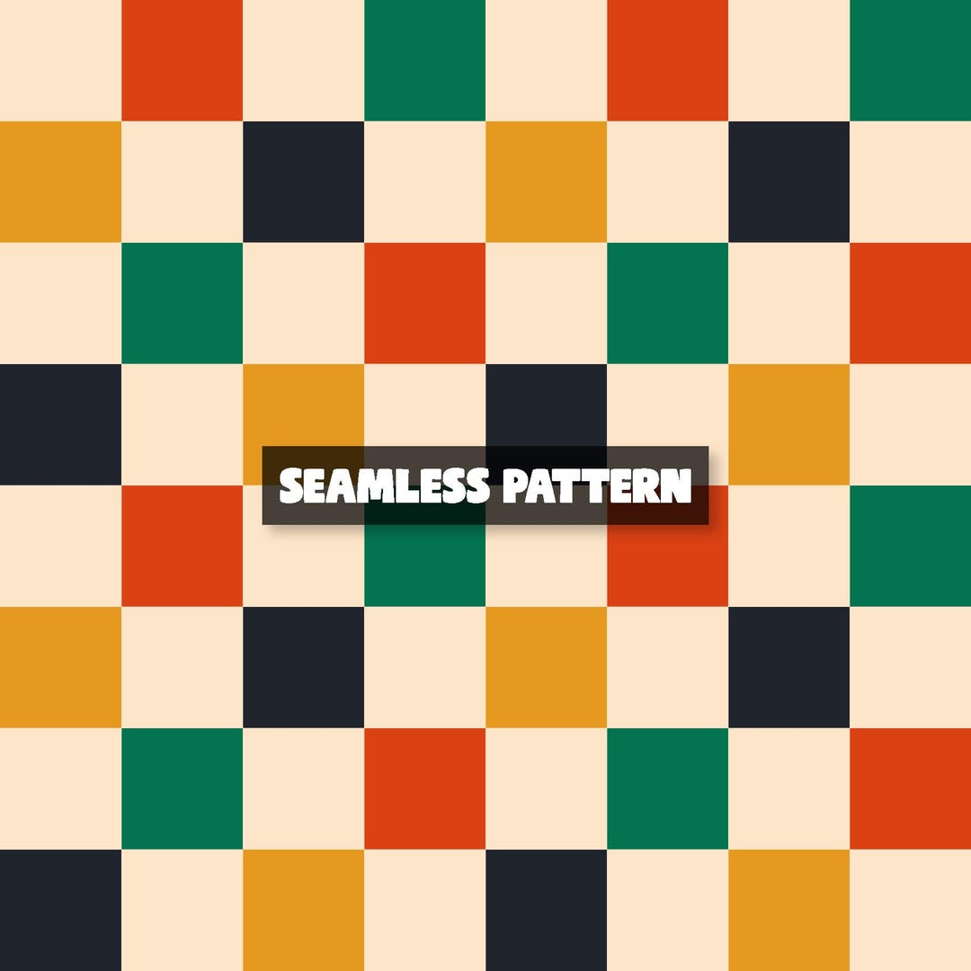 Retro Color Block Checkerboard Pattern, Seamless File - Etsy