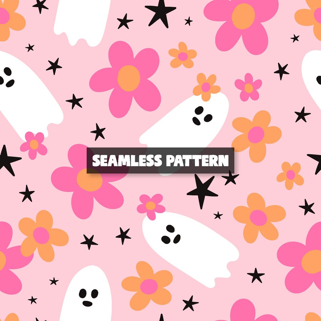 Floral Ghost Seamless Pattern, Daisy Repeat File (digital Download) - Etsy