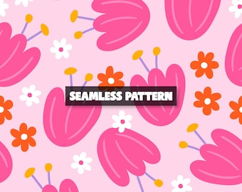 Pastel Pink Floral Print Seamless Pattern File for Fabric Printing ...