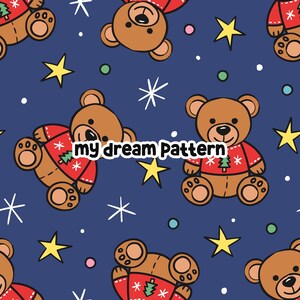Christmas Teddy Bear Seamless File Cute Teddy Bear Seamless Pattern.