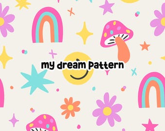 Hippie Retro Seamless Pattern Groovy Hippie Seamless Design Smile Seamless File Retro Hippie Digital Pattern