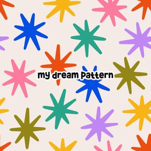 Retro Stars Seamless Design Stars Repeat Pattern For Fabric Stars Hippie Seamless Pattern