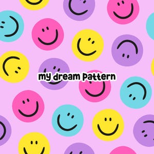Smiley Seamless Pattern Smiley Face Digital Pattern Smile Repeat Pattern Groovy