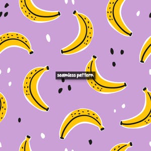 Banana Seamless Pattern, Tropical Fruit Repeat (Digital)