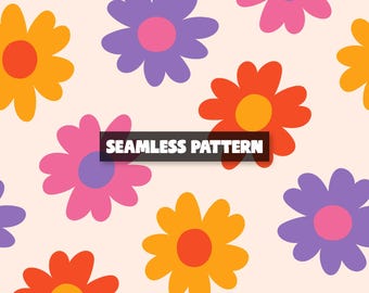 Retro Floral Seamless Pattern, Fabric Print (Digital Download)