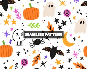 Spooky Halloween Seamless File Fall Halloween Digital Pattern