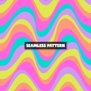 Naadloos patroon Groovy Waves, kleurrijk golvend digitaal bestand