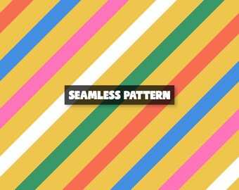 Retro Stripes Seamless Pattern – Colorful Stripes Digital Paper.