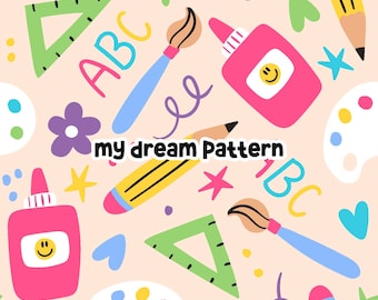 Back To School Seamless Repeat Pattern School Digital Pattern