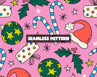 Naadloos kerstpatroon, feestelijk digitaal papier
