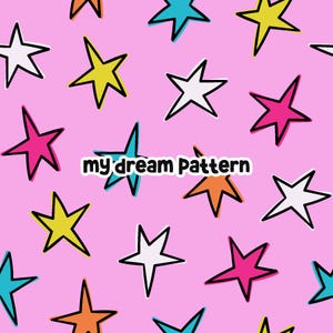 Pink Retro Stars Seamless Pattern Retro Stars Digital Pattern Stars Seamless File Stars Repeat Pattern