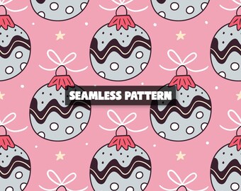 Pink Christmas Seamless Pattern –  Christmas Decorations Digital Paper.