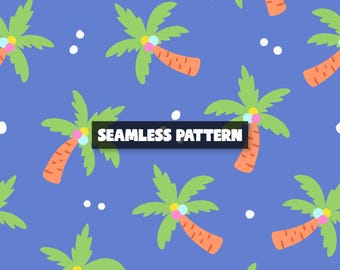 Palm Tree Seamless Pattern – Summer Digital Paper.