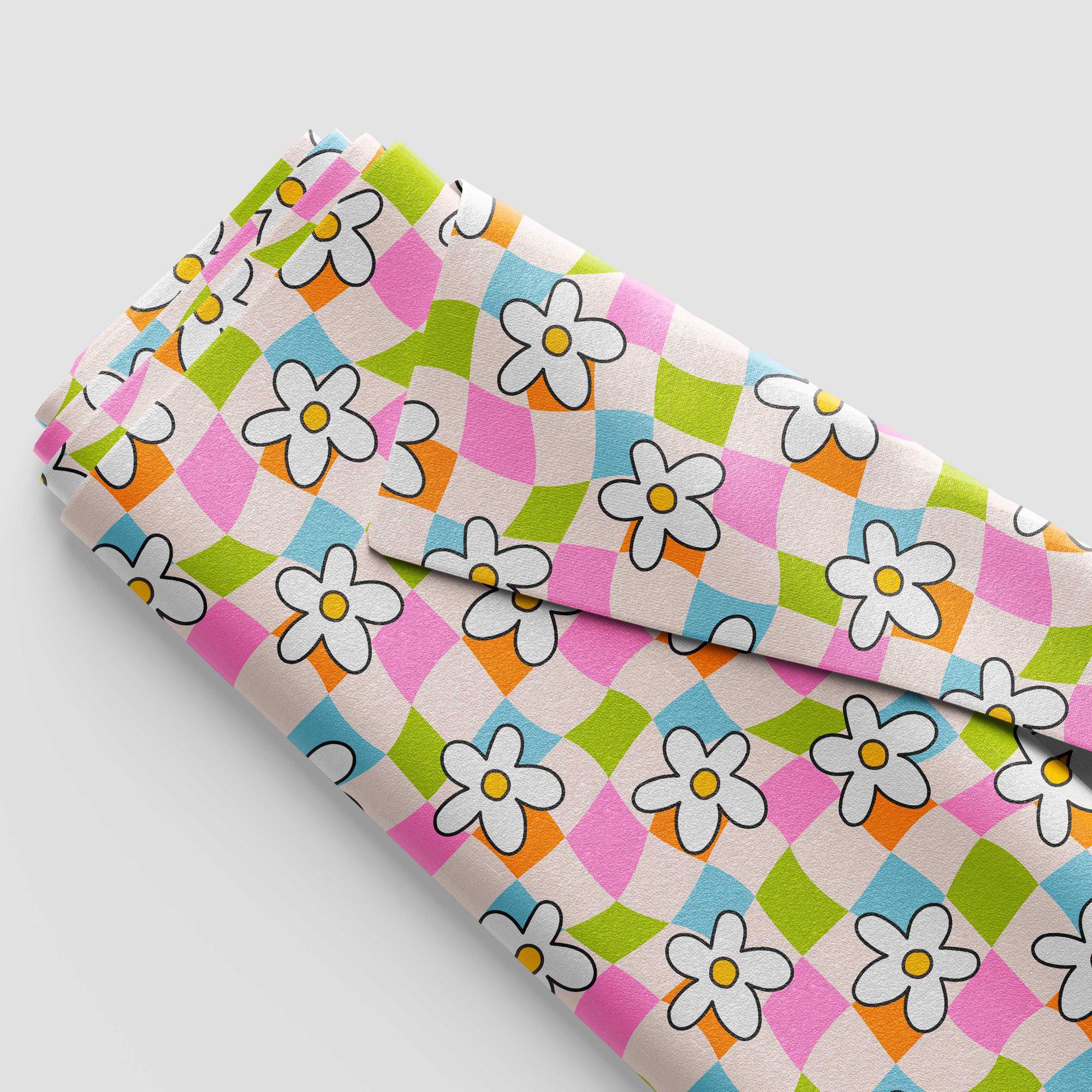 Groovy Checkered Daisy Seamless Pattern – Retro Daisy Digital Paper. - Etsy