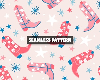 Fourth Of July Cowboy Seamless Pattern