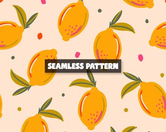Patrón sin costuras de limones, diseño repetido de limones (descarga digital)