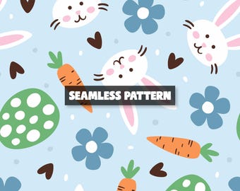 Patrón sin costuras de conejito de Pascua, papel digital de primavera