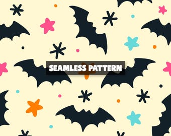 Patrón sin costuras de murciélago de Halloween: papel digital de murciélago.