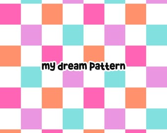 Summer Checkered Seamless Pattern  Chessboard Seamless File Pink Orange Checkered Seamless File Retro Checkered Pattern Plaid Seamless