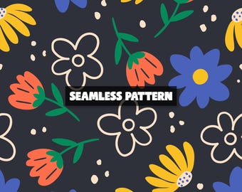 Spring Floral Seamless Pattern, Spring Digital Paper.
