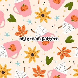 Pumpkin Spice Seamless Pattern Pumpkin Latte Seamless File.