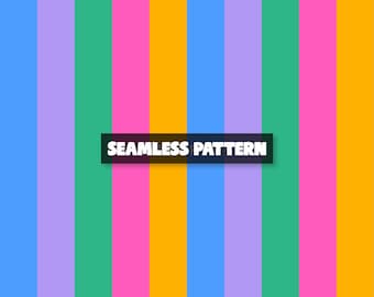 Retro Summer Stripes Seamless Pattern, Colorful Digital Paper