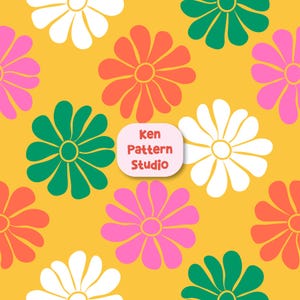 Retro Flowers Seamless Pattern Retro Spring Summer Digital Pattern Spring Flower Seamless File