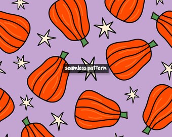 Naadloze herfstpatroon pompoen Halloween-pompoen digitaal patroon
