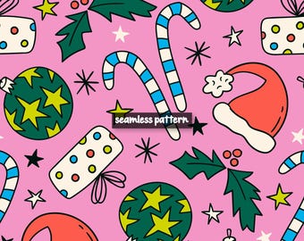 Christmas Seamless Pattern, Festive Digital Paper