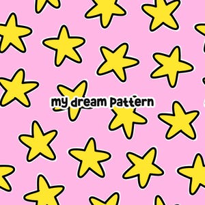 Pink Retro Stars Seamless Pattern Groovy Stars Digital Pattern Pink Groovy Seamless Design