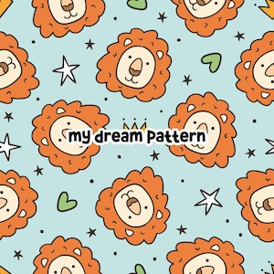 Lion Seamless Pattern Cute Lion Seamless File.