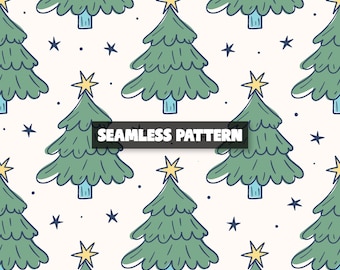 Naadloze kerstboompatroon – digitaal winterpapier.