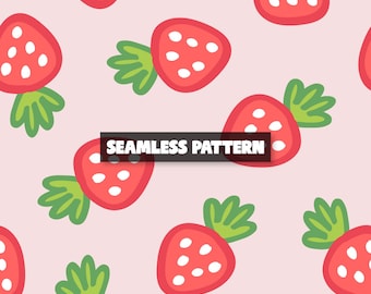 Strawberry Seamless Pattern, Repeat Fabric Design (Digital Download)
