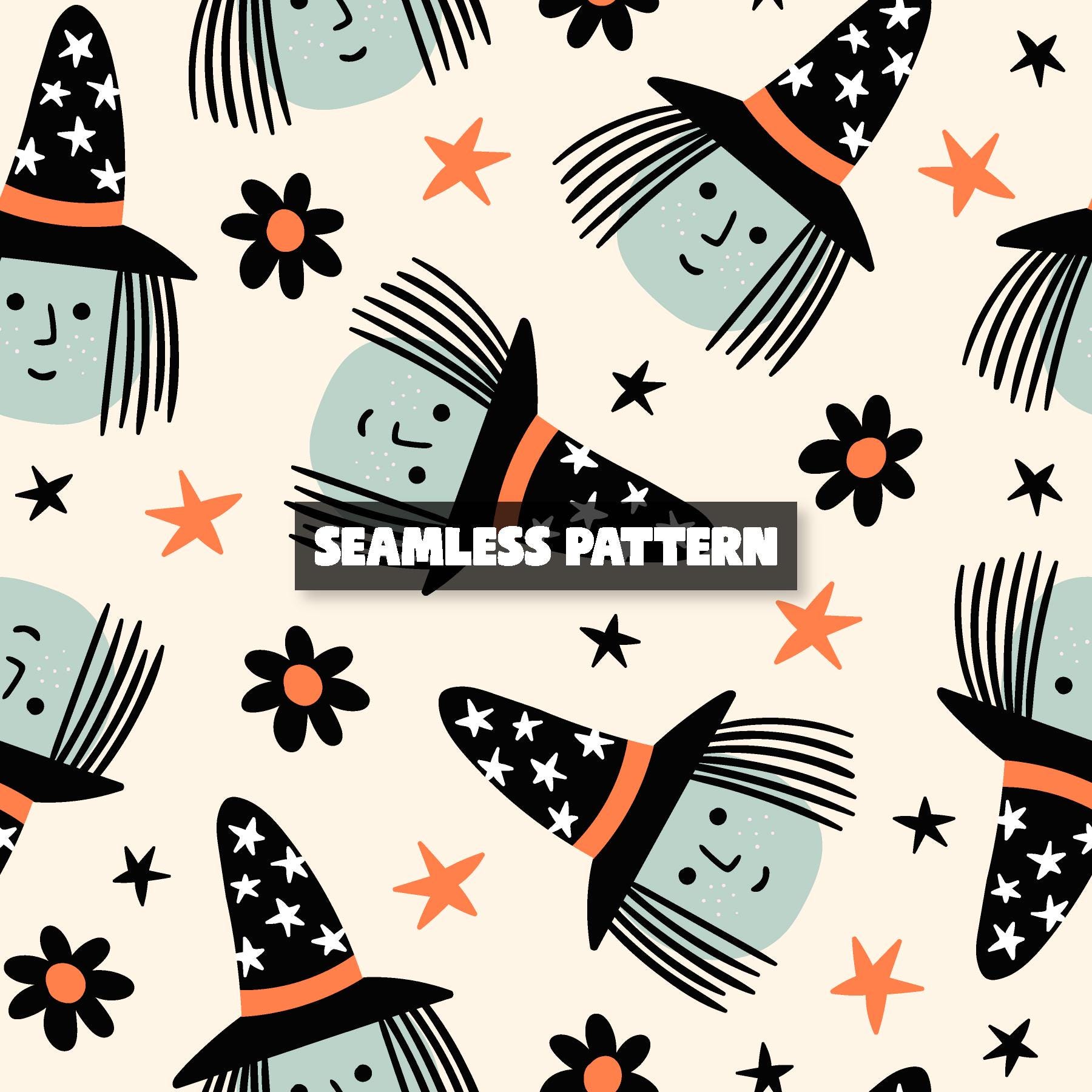 Witch Seamless Pattern – Halloween Witch Digital Paper. - Etsy