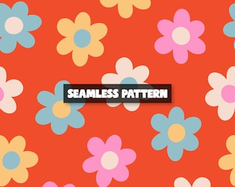 Colorful Floral Seamless Pattern, Spring Flowers Background (Digital File)