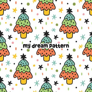 Christmas Tree Seamless Pattern Christmas Seamless Repeat Pattern.
