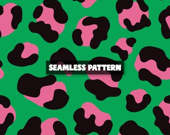 Pink Leopard Seamless Pattern, Fabric Design (Digital Download)