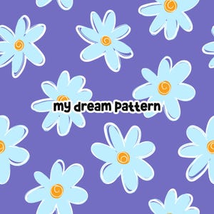 Blue Spring Floral Seamless Pattern Summer Floral Seamless Design Flowers Repeat Pattern