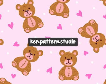 Schattige teddybeer naadloze patroon, Valentijn digitaal papier.