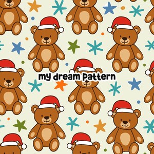 Christmas Teddy Bear Seamless Pattern Christmas Bear Seamless File.