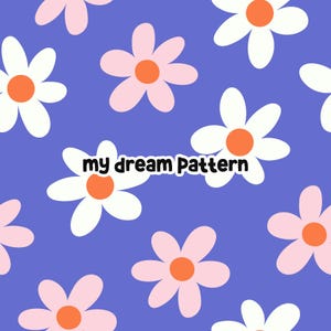 White Daisy Seamless Pattern Pink Daisy Seamless Design Spring Daisy Repeat Pattern Floral Digital Pattern