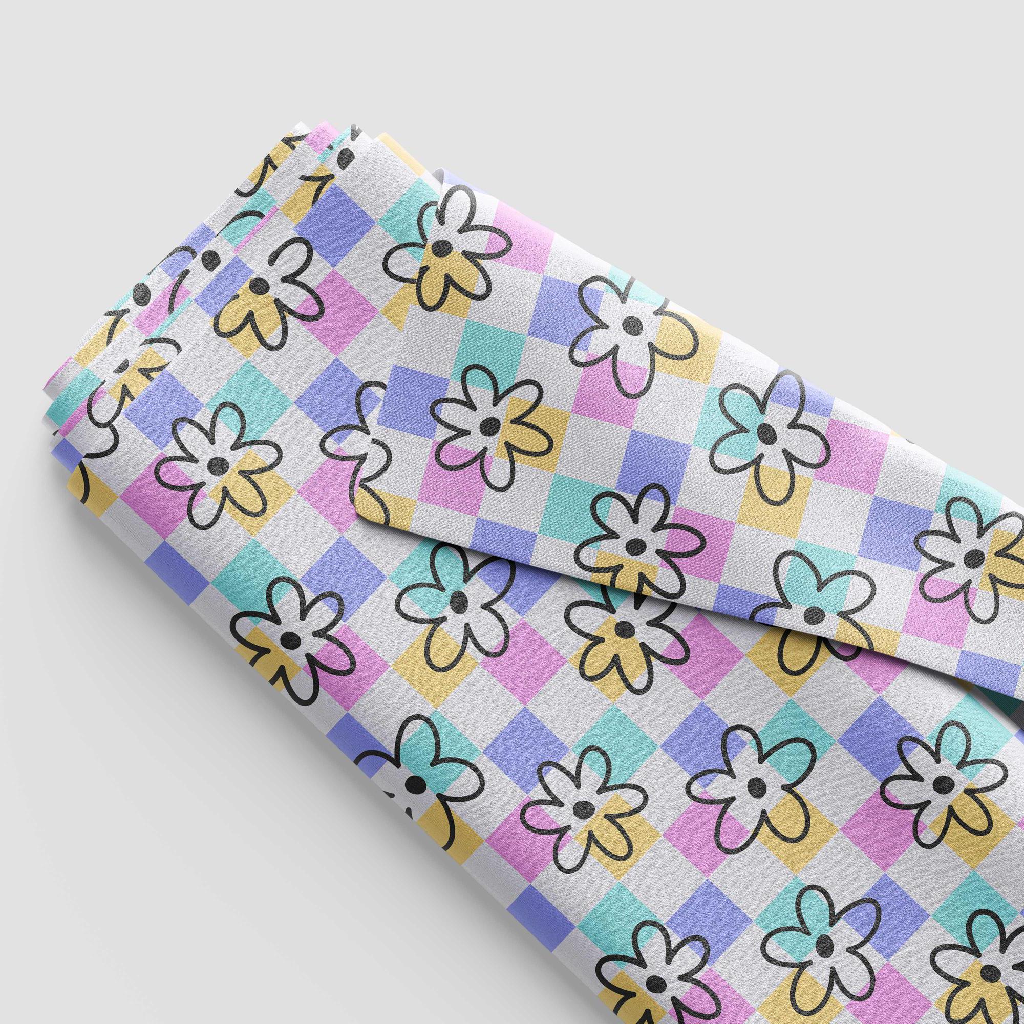 Daisy Checkered Pattern Floral Checkerboard Repeat Pattern - Etsy
