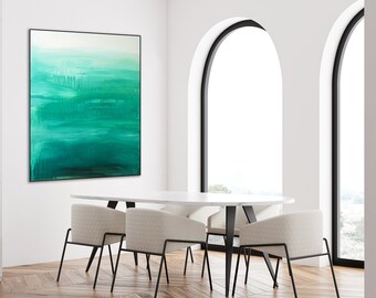 Emerald green dream of Heaven, abstract original painting, acrylic on canvas, modern interior wall decor, valentines gift wife, office entry