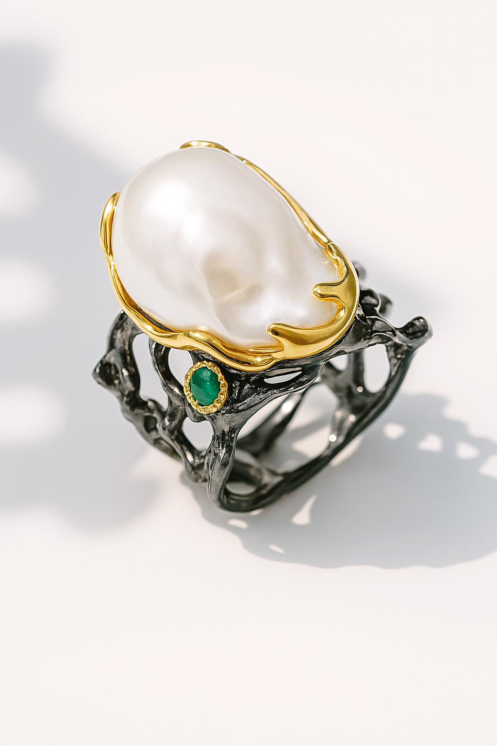 Baroque Pearl ring, Statement birthday jewelry, gift wife, Ocean for women, June birthstone, birthday gift mom mother