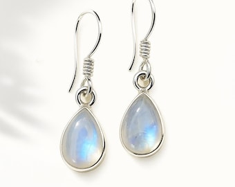 Moonstone Earrings Teardrop June Birthstone, Pear Shaped, Bridesmaid Wedding, birthday gift mom mother