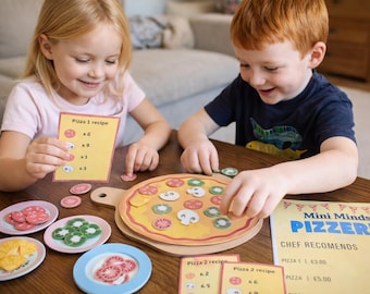 preschool pizza counting game - number recognition, subitising activity, educational digital download